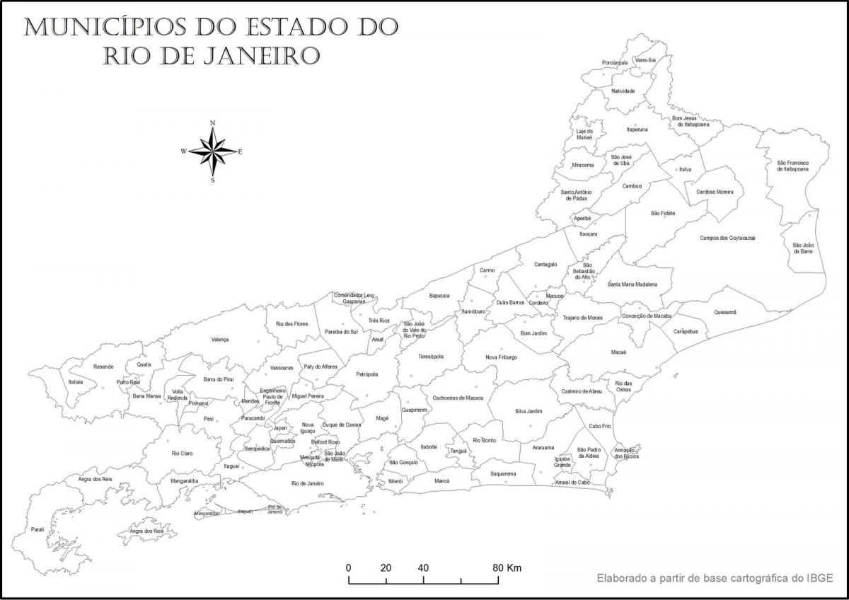 Peta dari Rio de Janeiro hitam dan putih