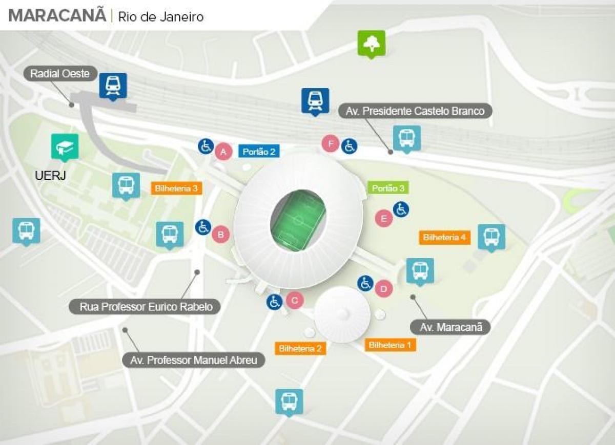 Peta dari stadion Maracana accès