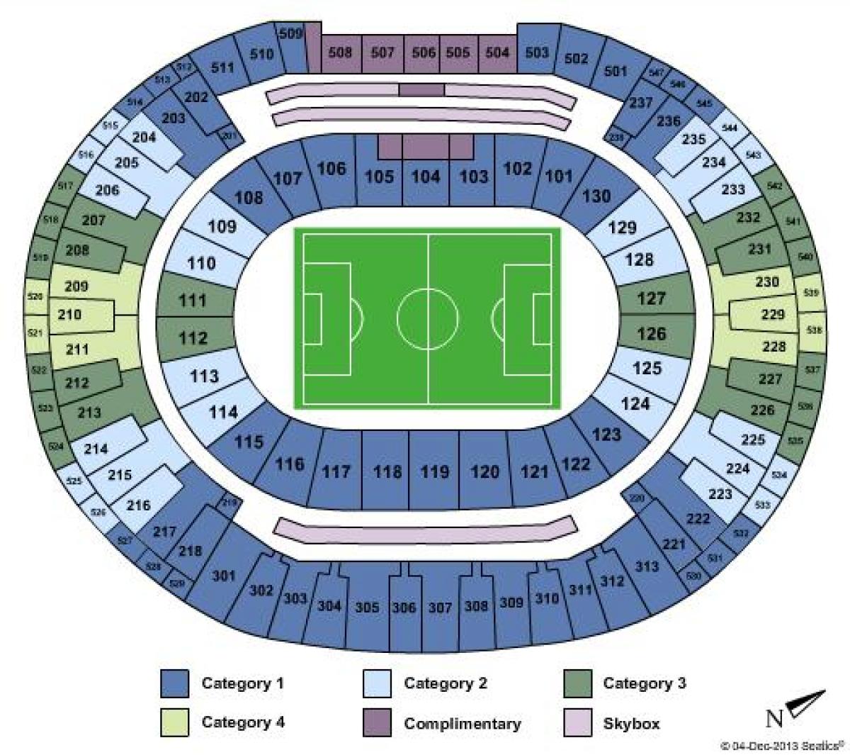 Peta dari stadion Maracana sièges