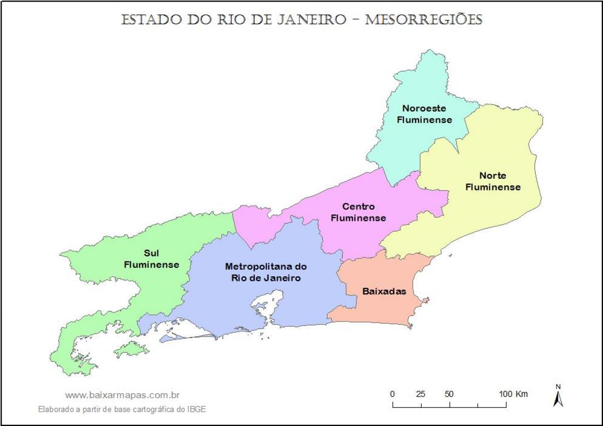 Peta dari mesoregions Rio de Janeiro