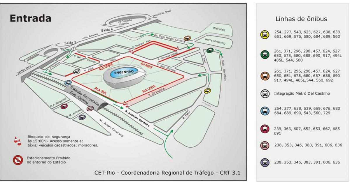 Peta dari stadion Engenhão mengangkut