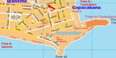 Peta dari pantai Arpoador