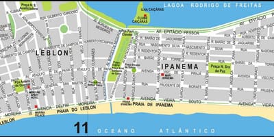 Peta dari pantai Ipanema