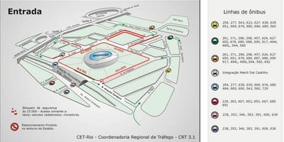 Peta dari stadion Engenhão mengangkut